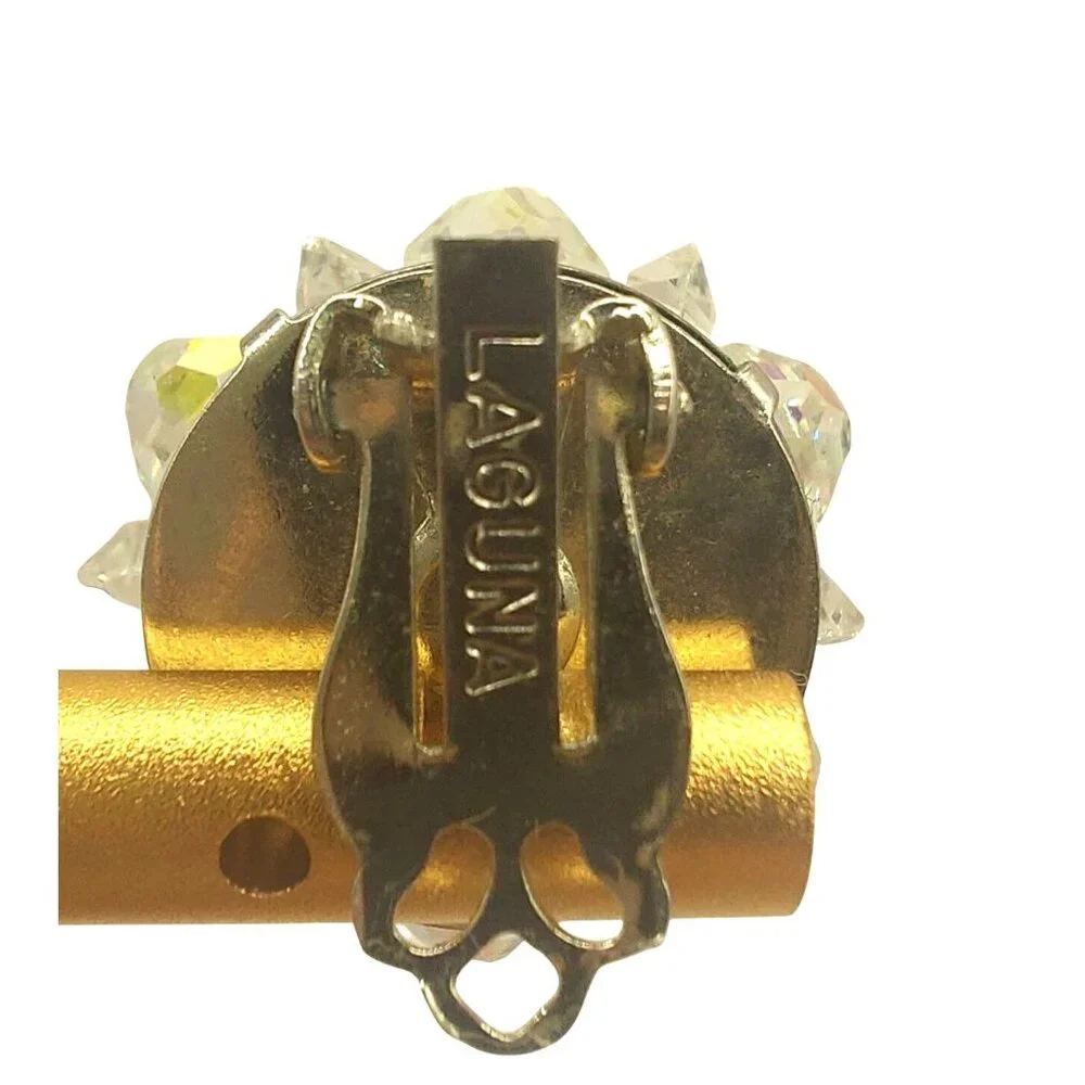 Vintage Laguna Crystal Cluster Clip-On Earrings - Picture 2 of 6